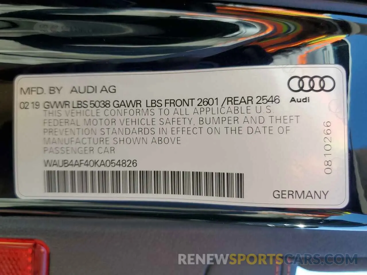 12 fotografías del automóvil dañado WAUB4AF40KA054826 AUDI S4/RS4 2019