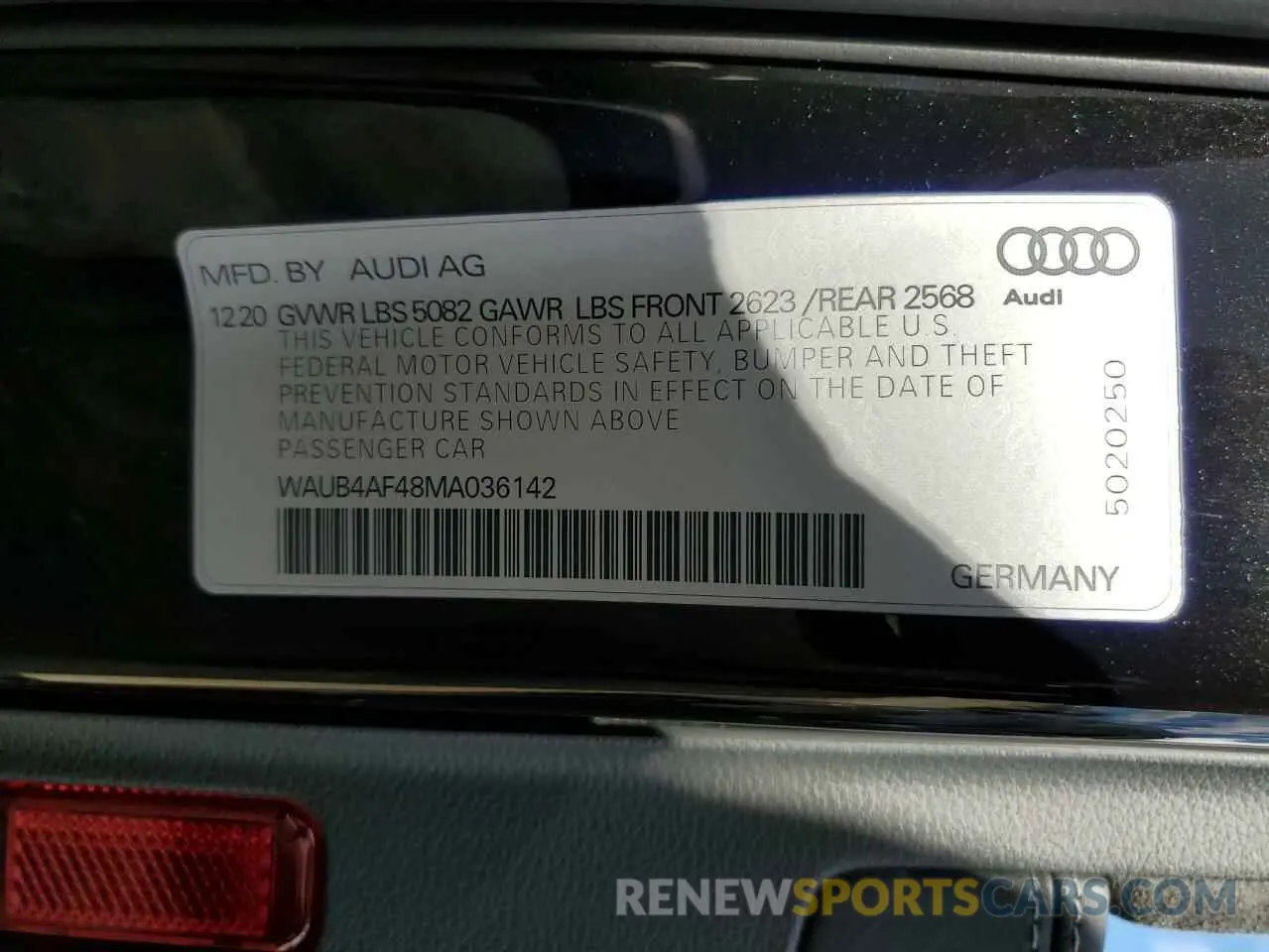 10 fotografías del automóvil dañado WAUB4AF48MA036142 AUDI S4/RS4 2021
