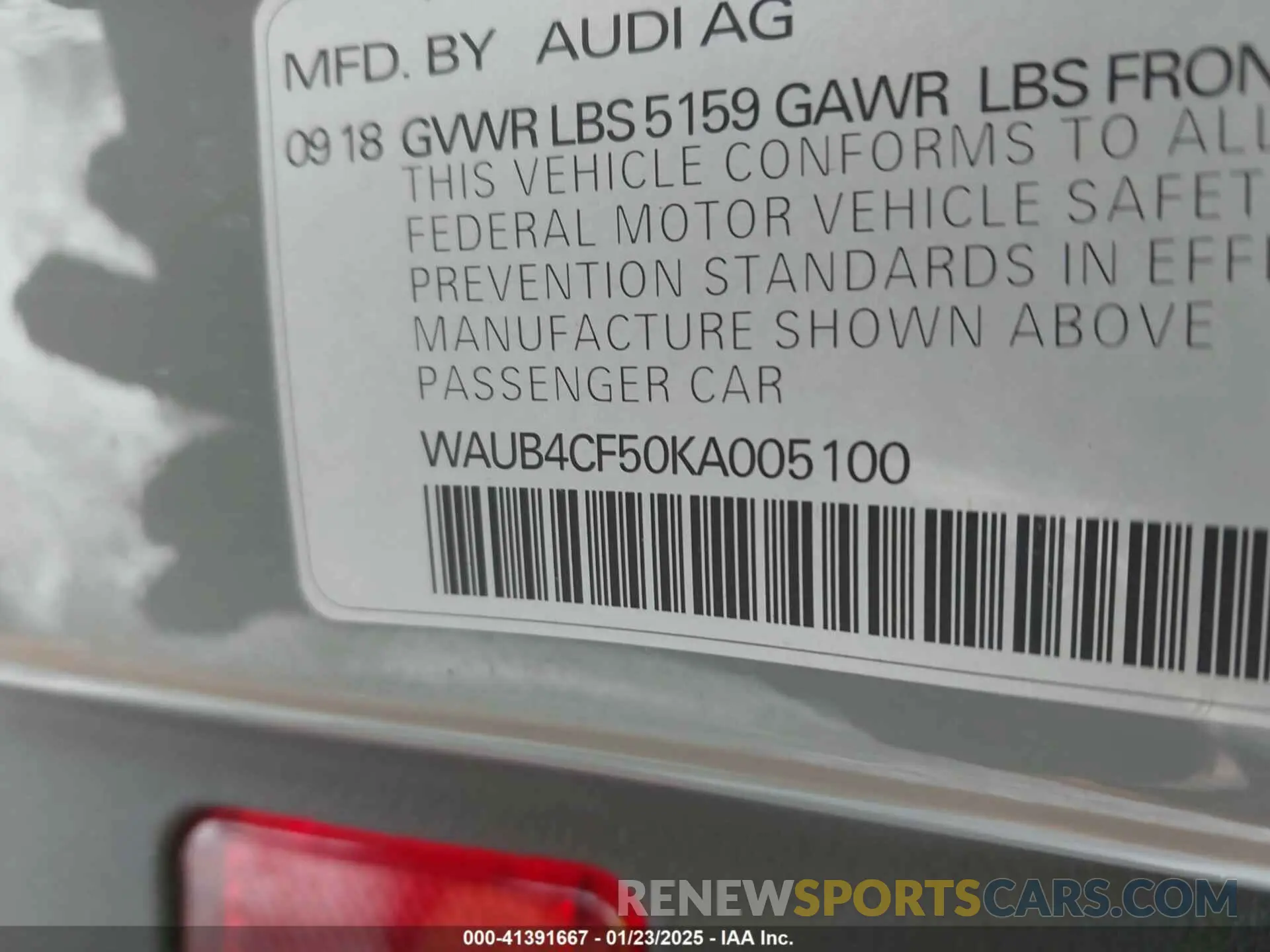 9 fotografías del automóvil dañado WAUB4CF50KA005100 AUDI S5 2019