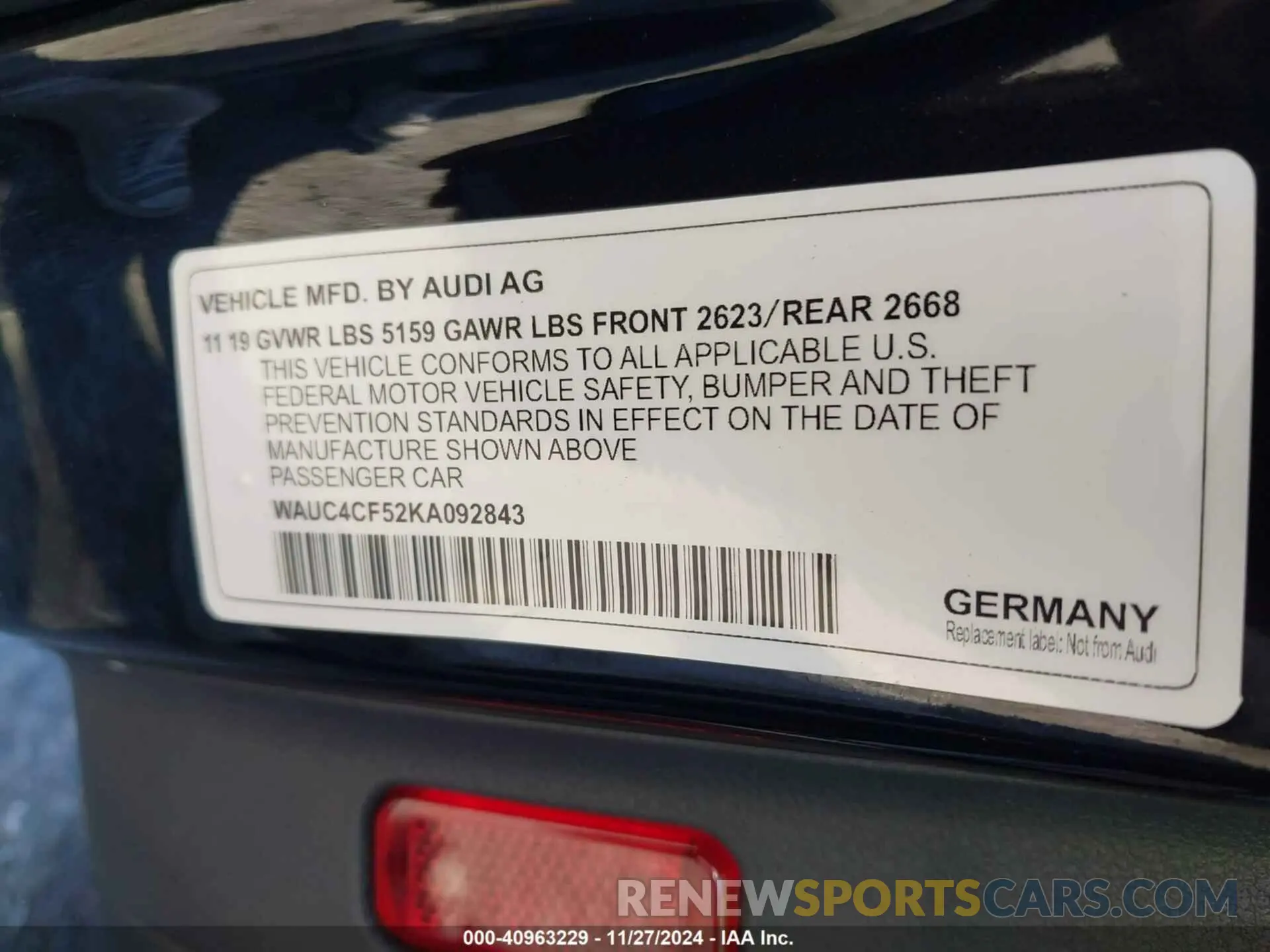 9 fotografías del automóvil dañado WAUC4CF52KA092843 AUDI S5 2019