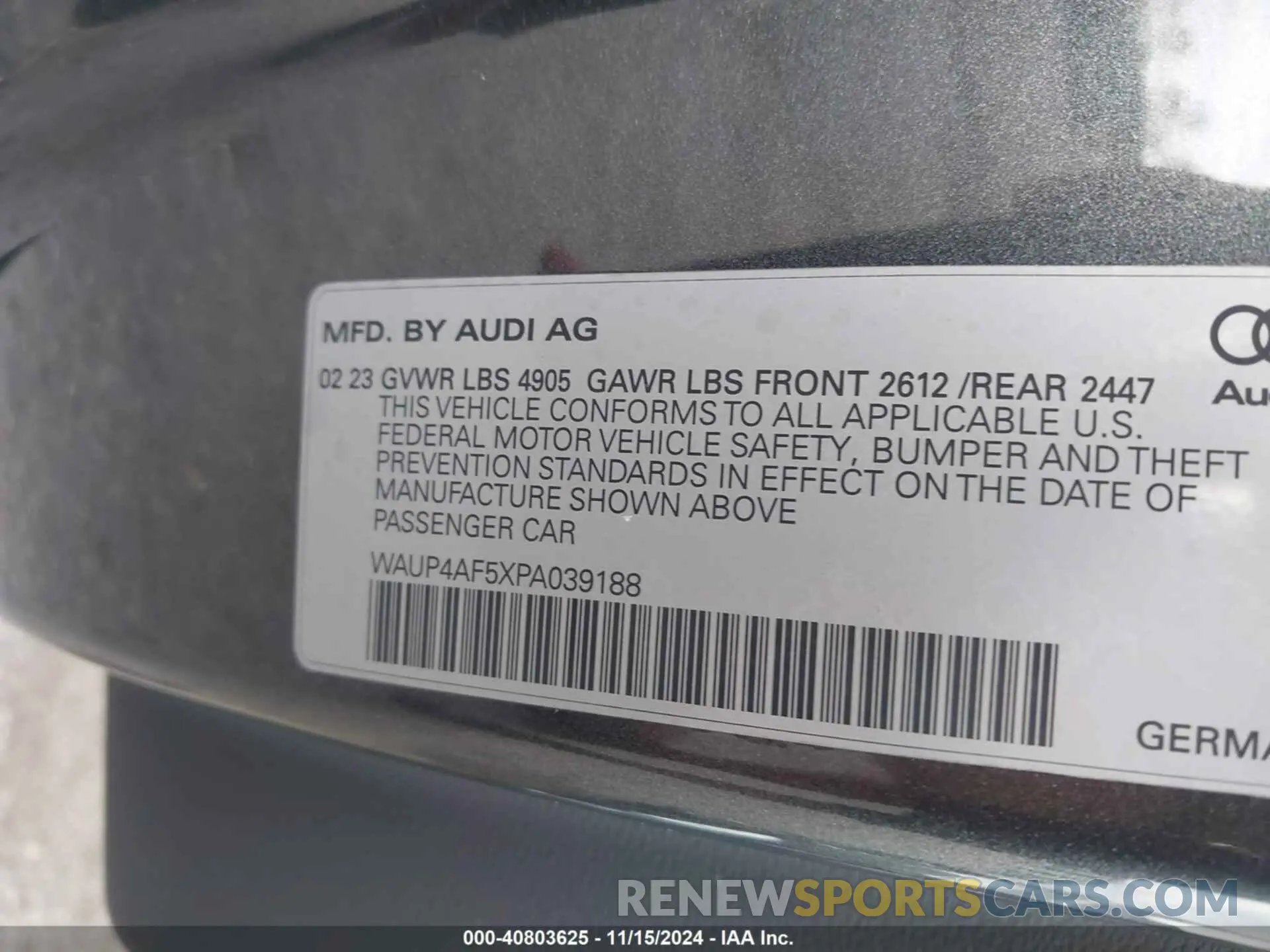 9 fotografías del automóvil dañado WAUP4AF5XPA039188 AUDI S5 2023