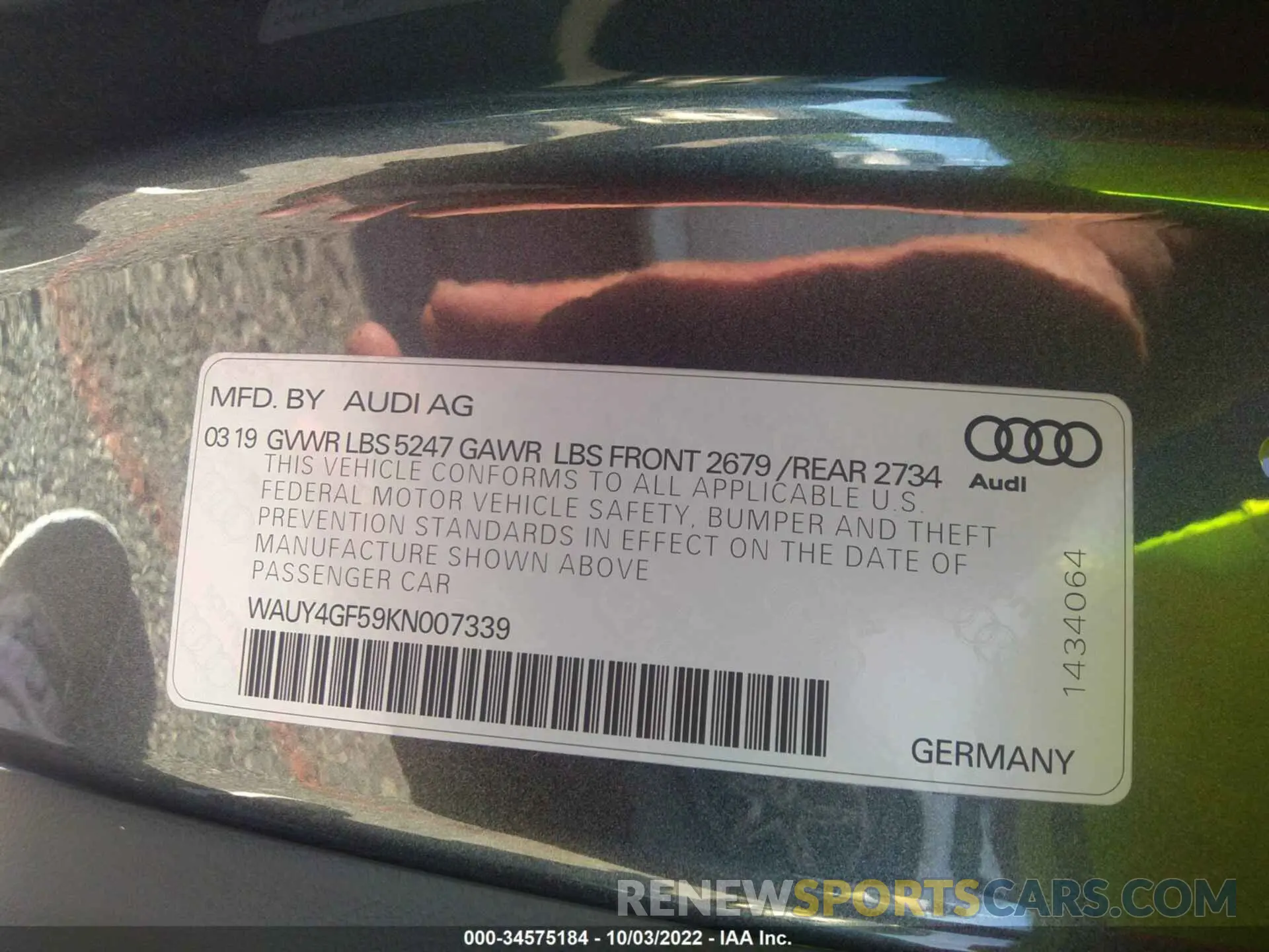 9 fotografías del automóvil dañado WAUY4GF59KN007339 AUDI S5 CABRIOLET 2019