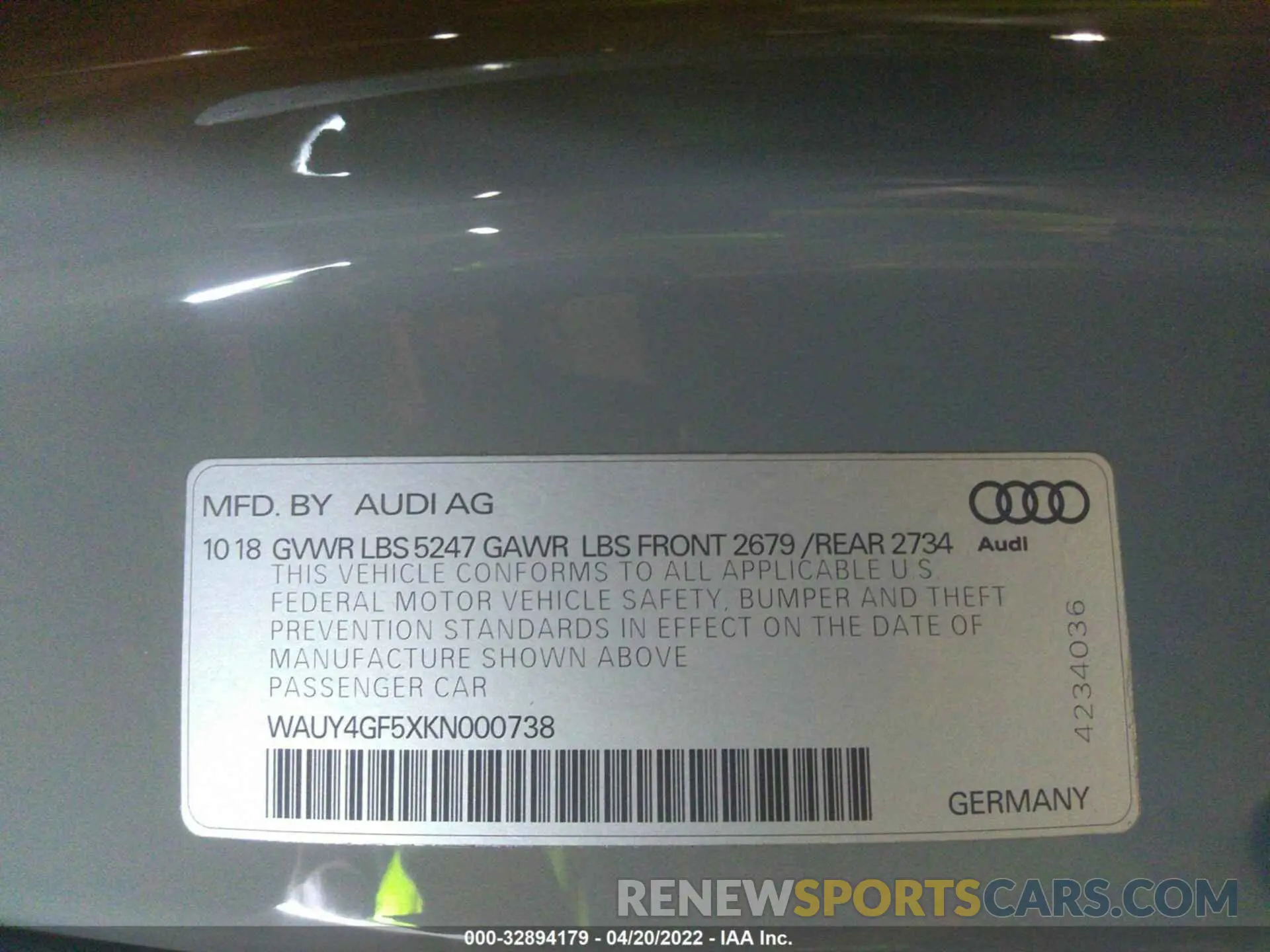 9 fotografías del automóvil dañado WAUY4GF5XKN000738 AUDI S5 CABRIOLET 2019