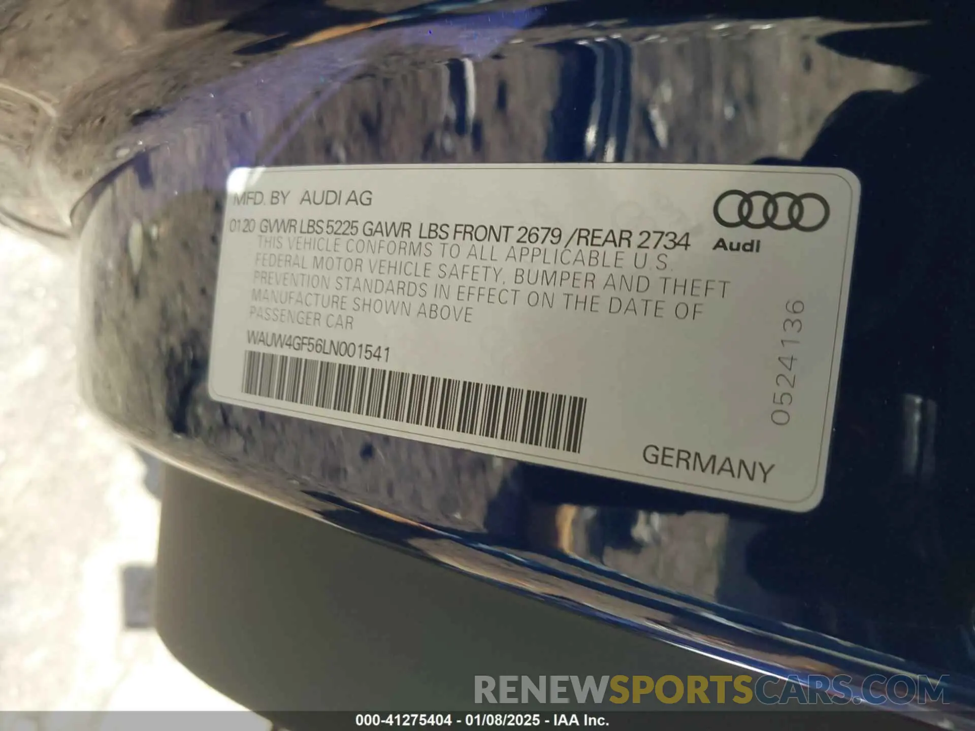 9 fotografías del automóvil dañado WAUW4GF56LN001541 AUDI S5 CABRIOLET 2020
