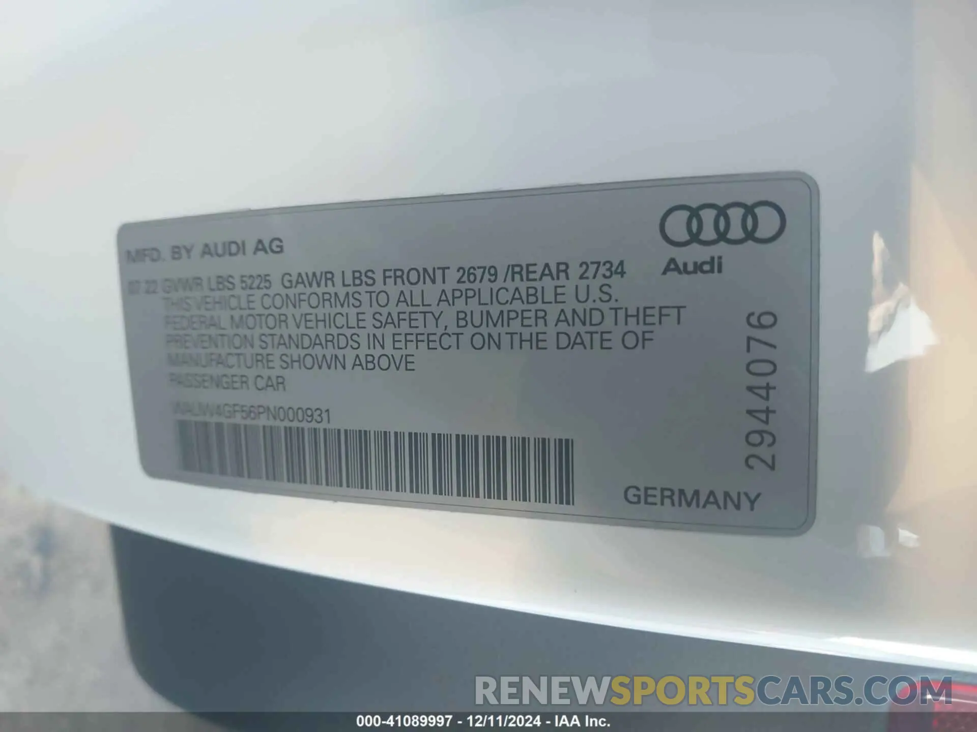 9 fotografías del automóvil dañado WAUW4GF56PN000931 AUDI S5 CABRIOLET 2023