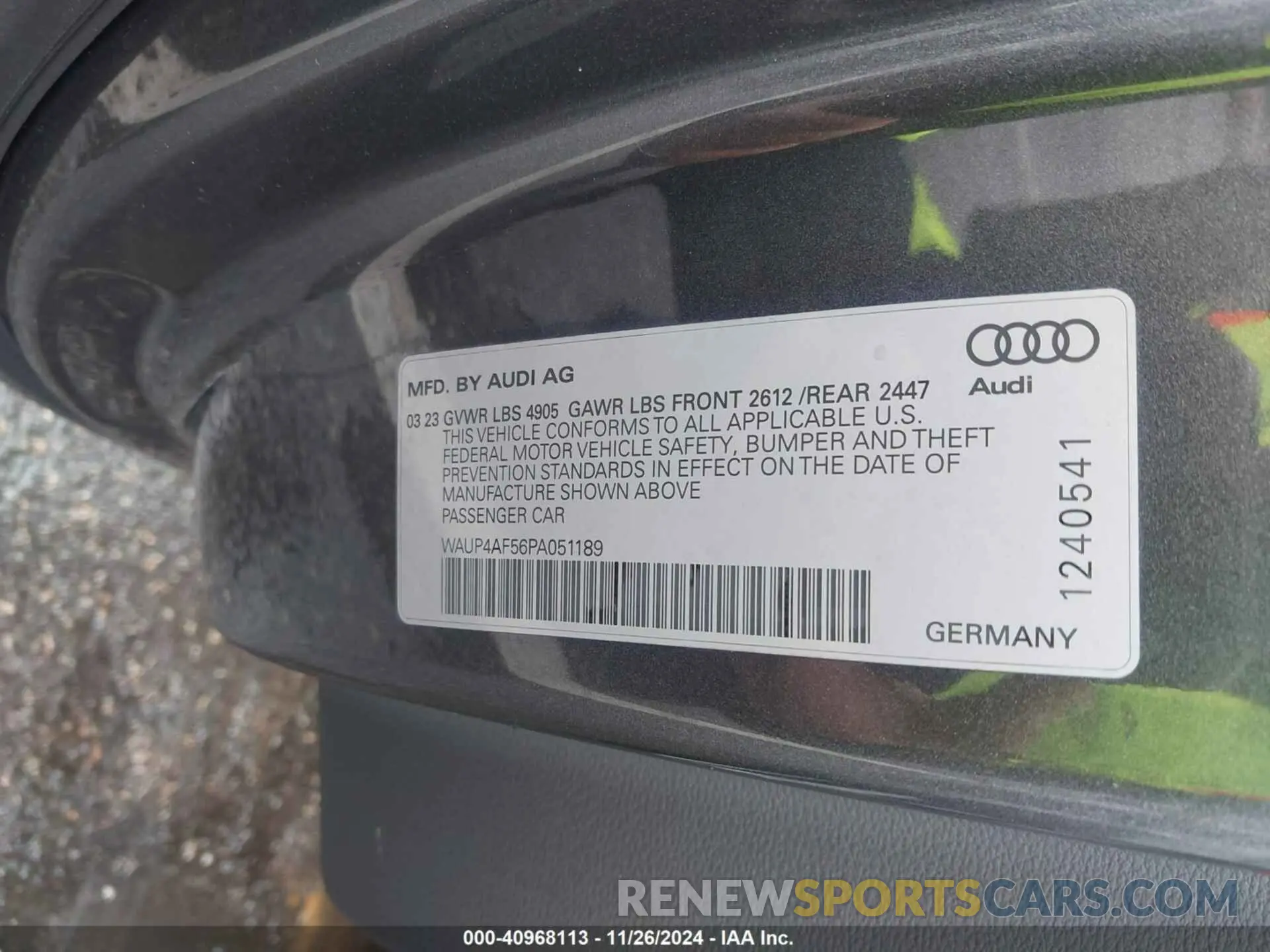 9 fotografías del automóvil dañado WAUP4AF56PA051189 AUDI S5 COUPE 2023