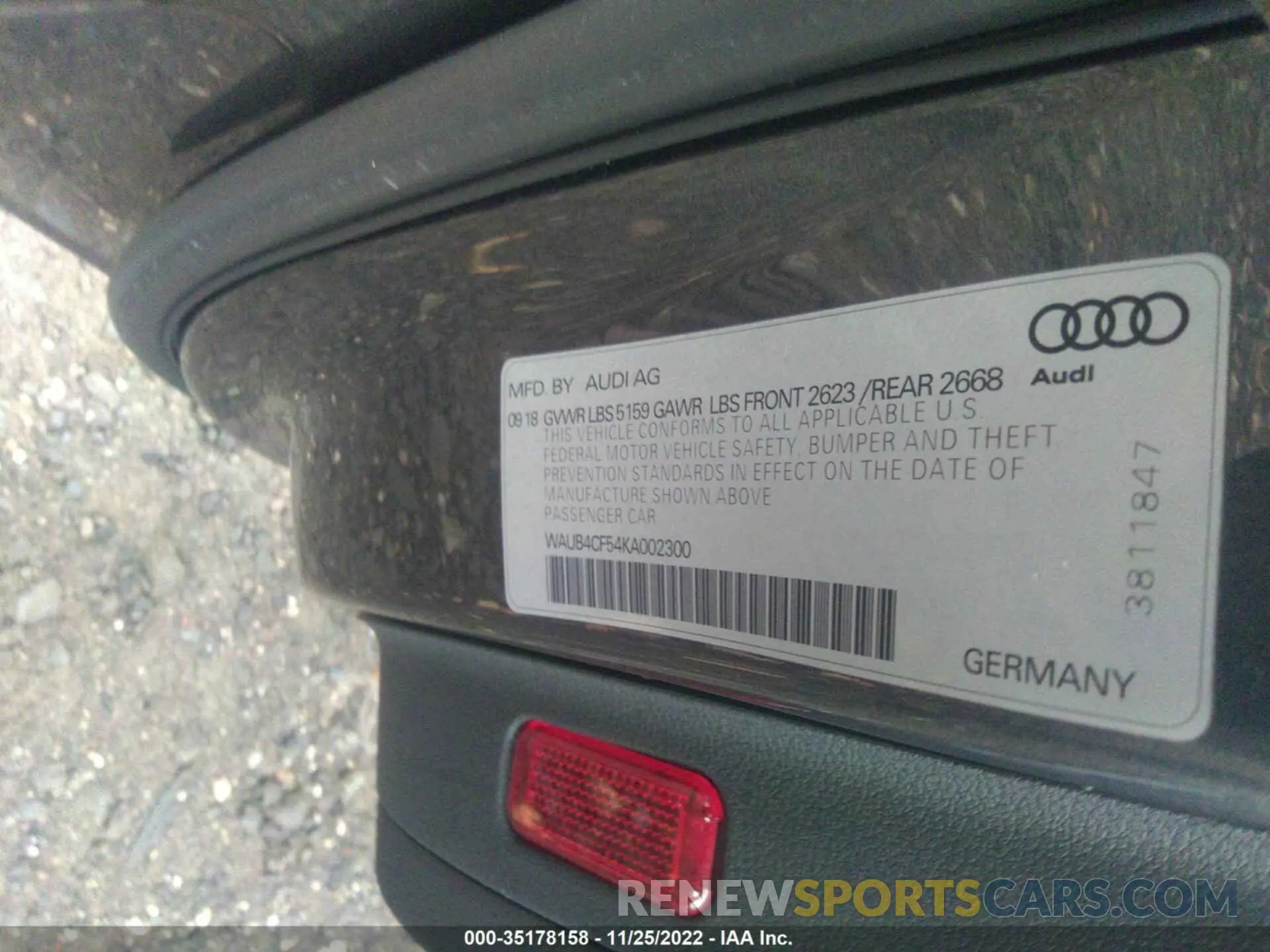 9 fotografías del automóvil dañado WAUB4CF54KA002300 AUDI S5 SPORTBACK 2019