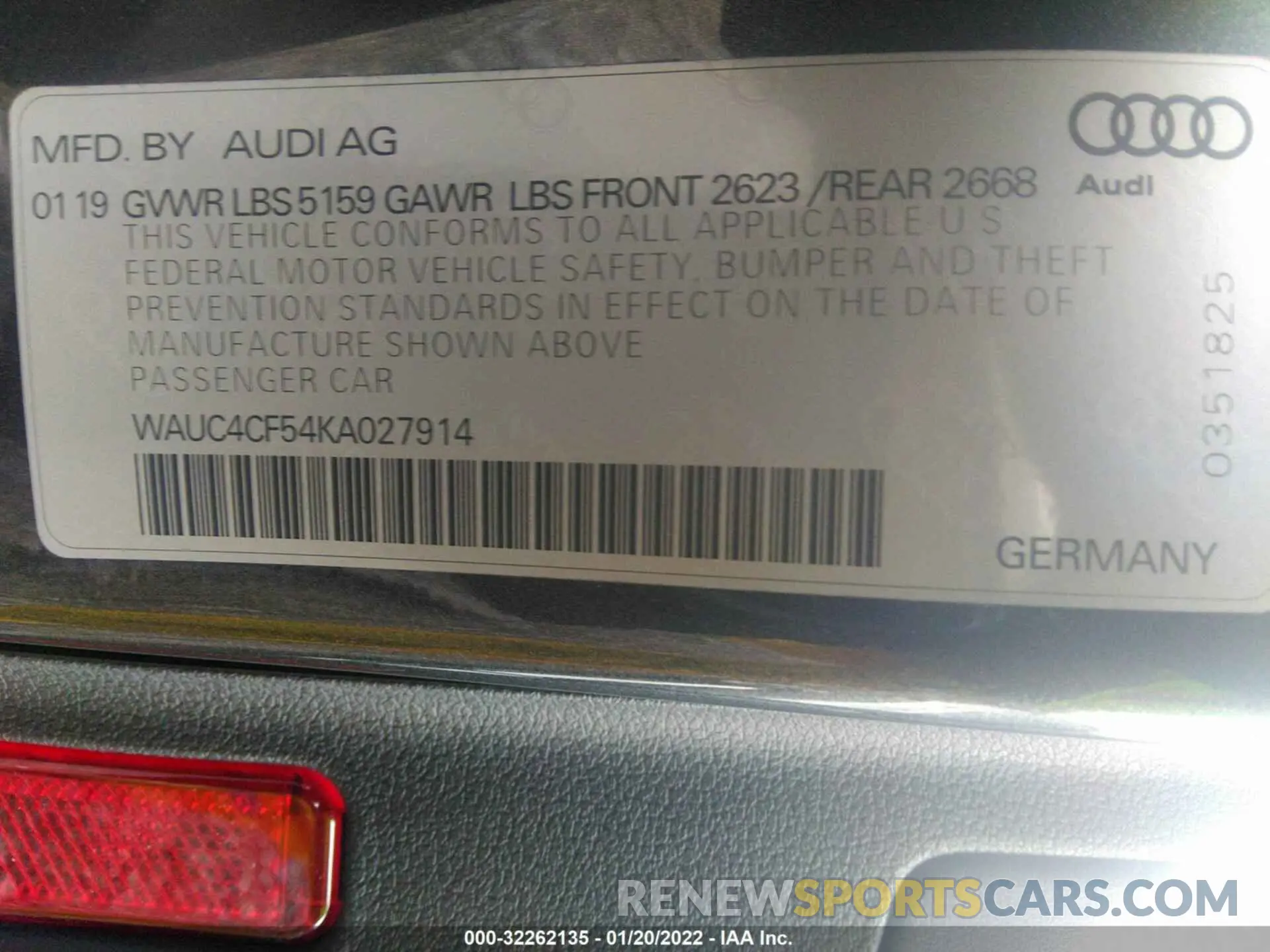 9 fotografías del automóvil dañado WAUC4CF54KA027914 AUDI S5 SPORTBACK 2019
