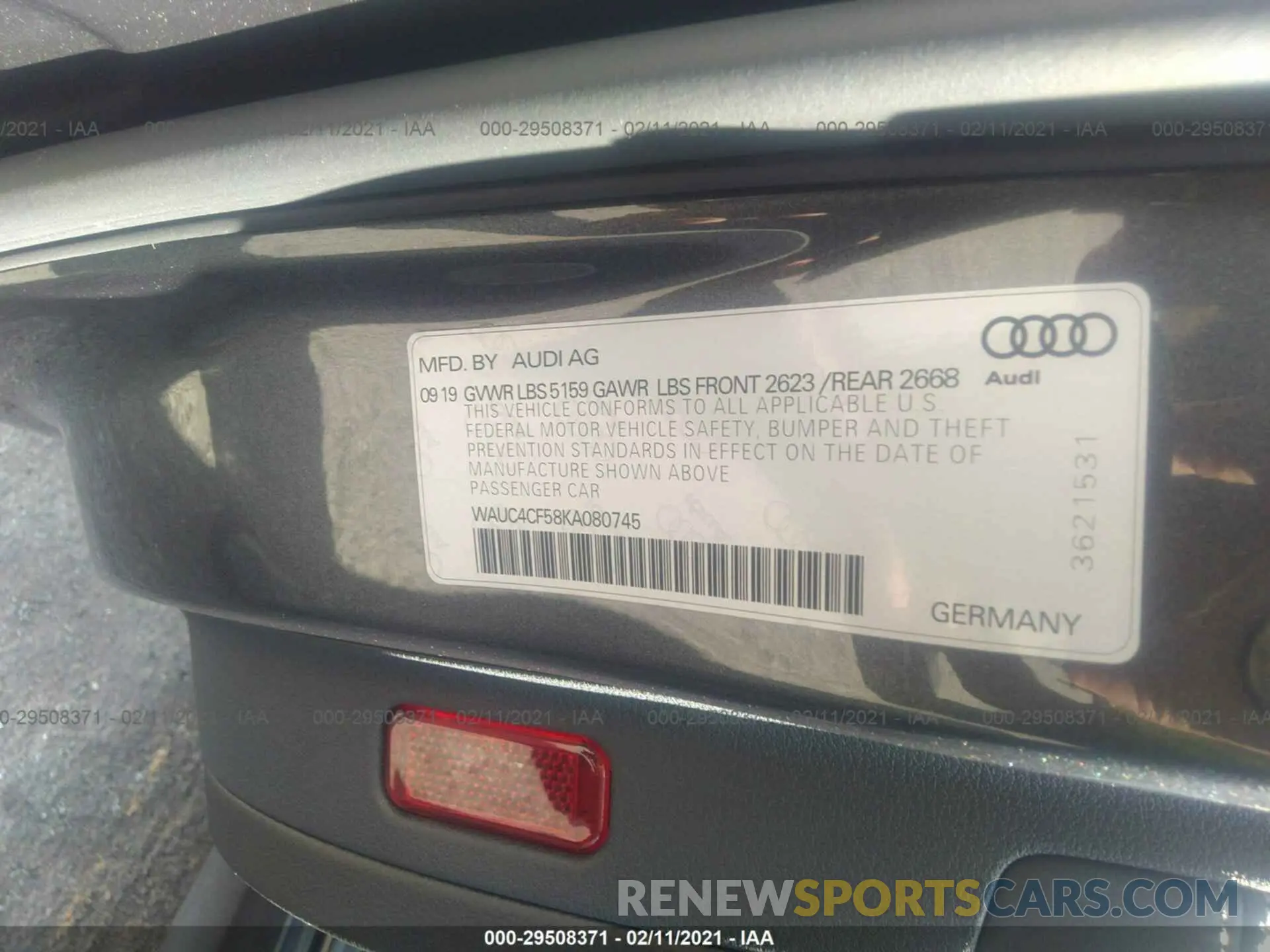 9 fotografías del automóvil dañado WAUC4CF58KA080745 AUDI S5 SPORTBACK 2019