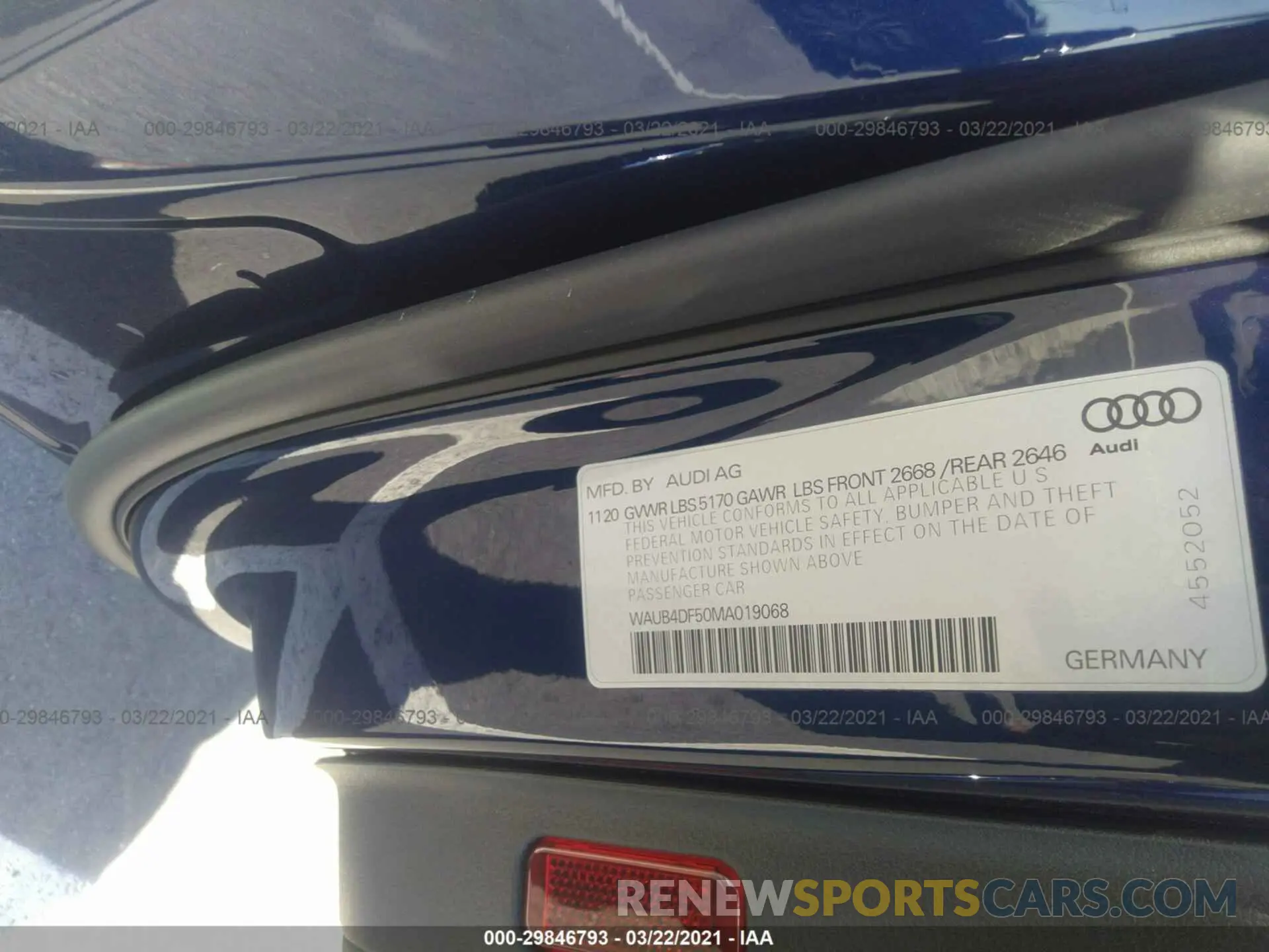 9 fotografías del automóvil dañado WAUB4DF50MA019068 AUDI S5 SPORTBACK 2021