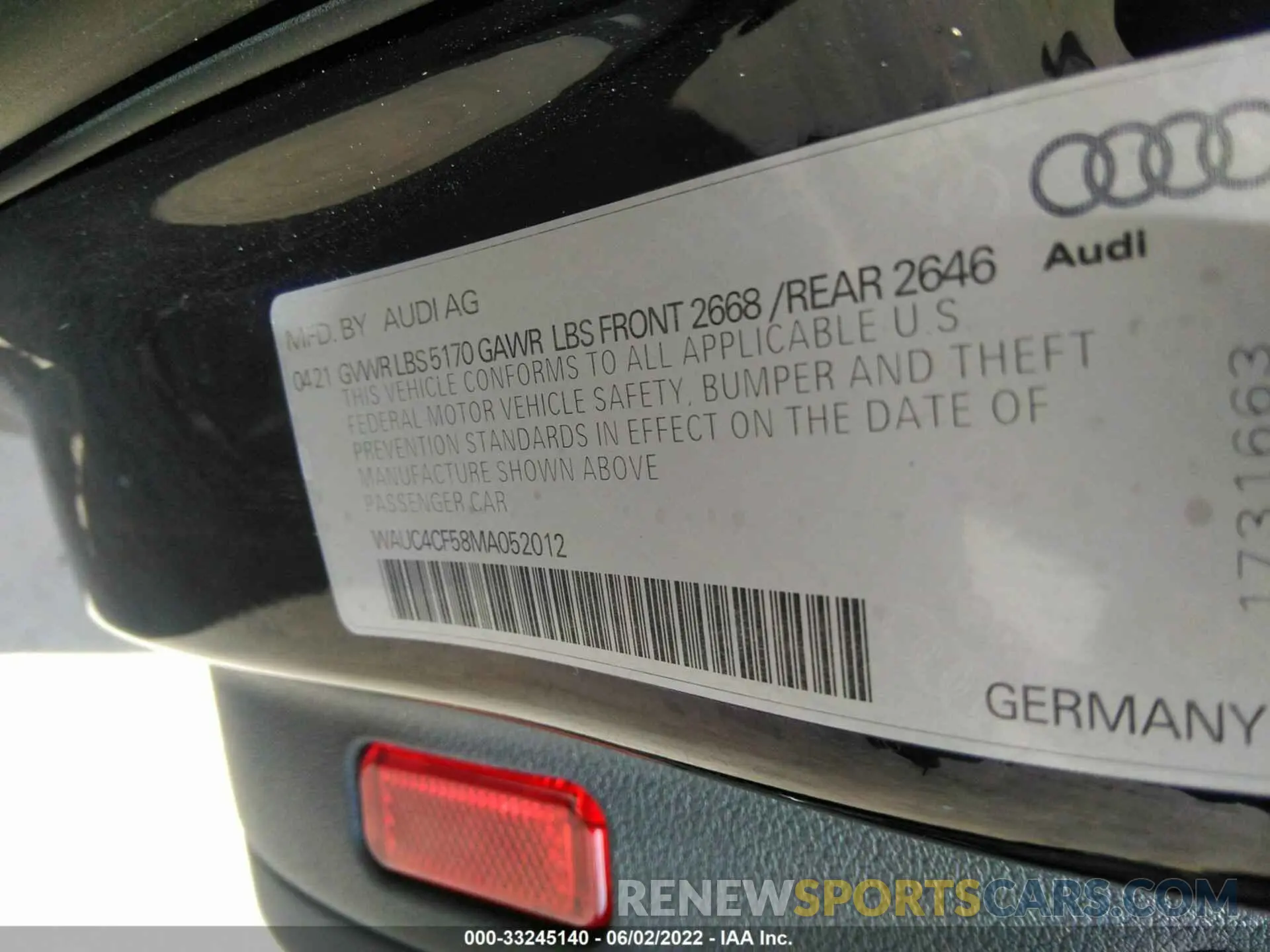 9 fotografías del automóvil dañado WAUC4CF58MA052012 AUDI S5 SPORTBACK 2021