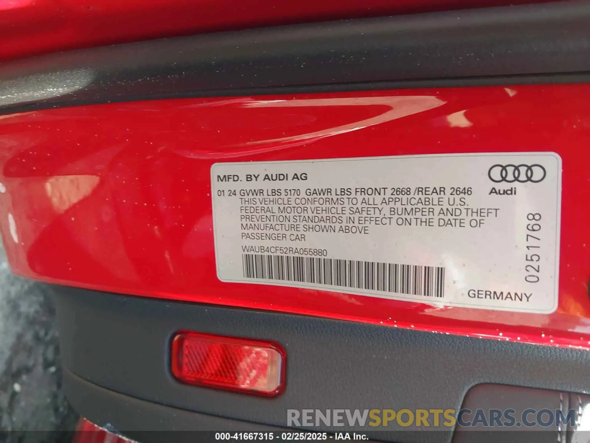 9 fotografías del automóvil dañado WAUB4CF52RA055880 AUDI S5 SPORTBACK 2024