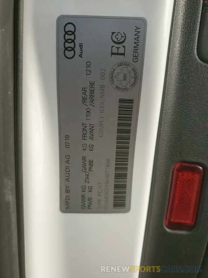 12 fotografías del automóvil dañado WAUC4CF55KA071856 AUDI S5/RS5 2019