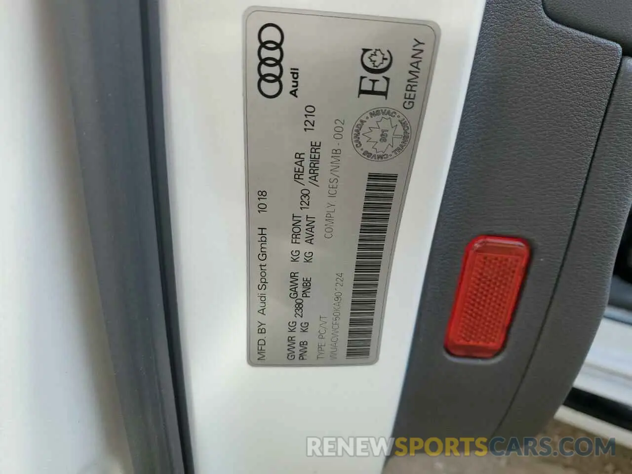12 fotografías del automóvil dañado WUACWCF50KA901224 AUDI S5/RS5 2019