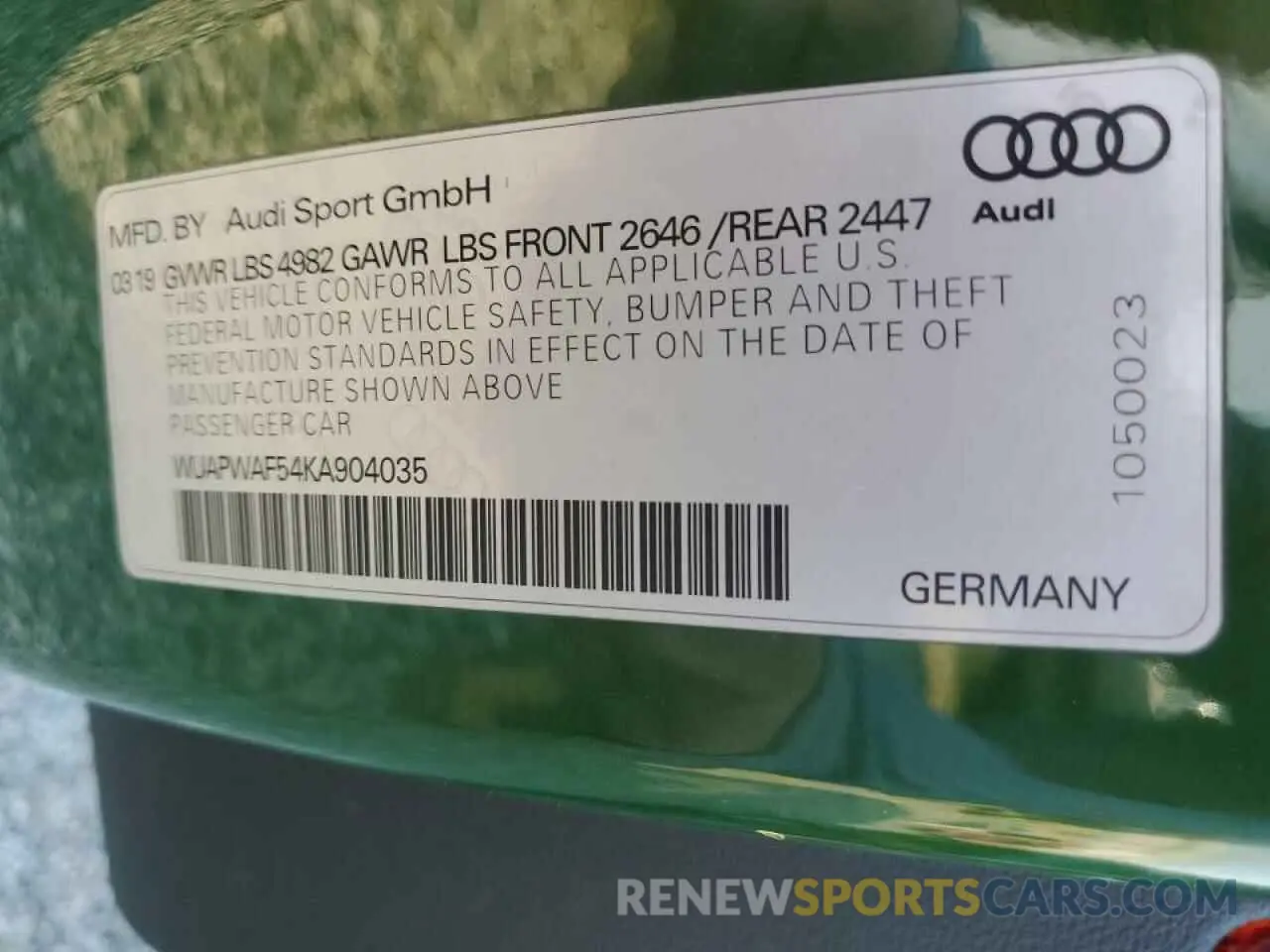 12 fotografías del automóvil dañado WUAPWAF54KA904035 AUDI S5/RS5 2019