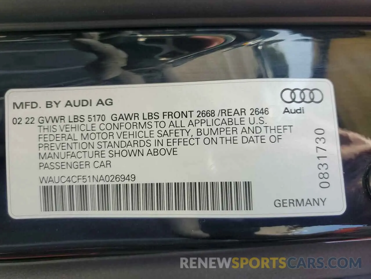 12 fotografías del automóvil dañado WAUC4CF51NA026949 AUDI S5/RS5 2022