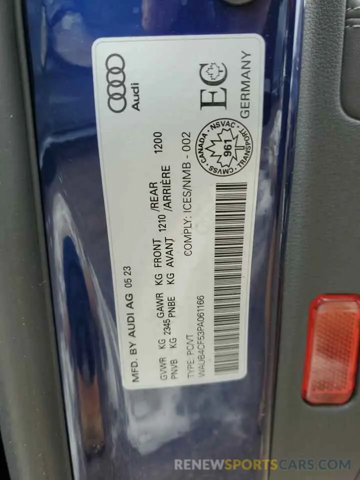 12 fotografías del automóvil dañado WAUB4CF53PA061166 AUDI S5/RS5 2023