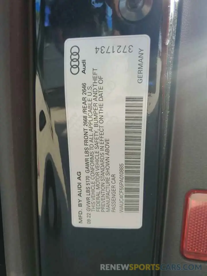 12 fotografías del automóvil dañado WAUC4CF55PA010885 AUDI S5/RS5 2023