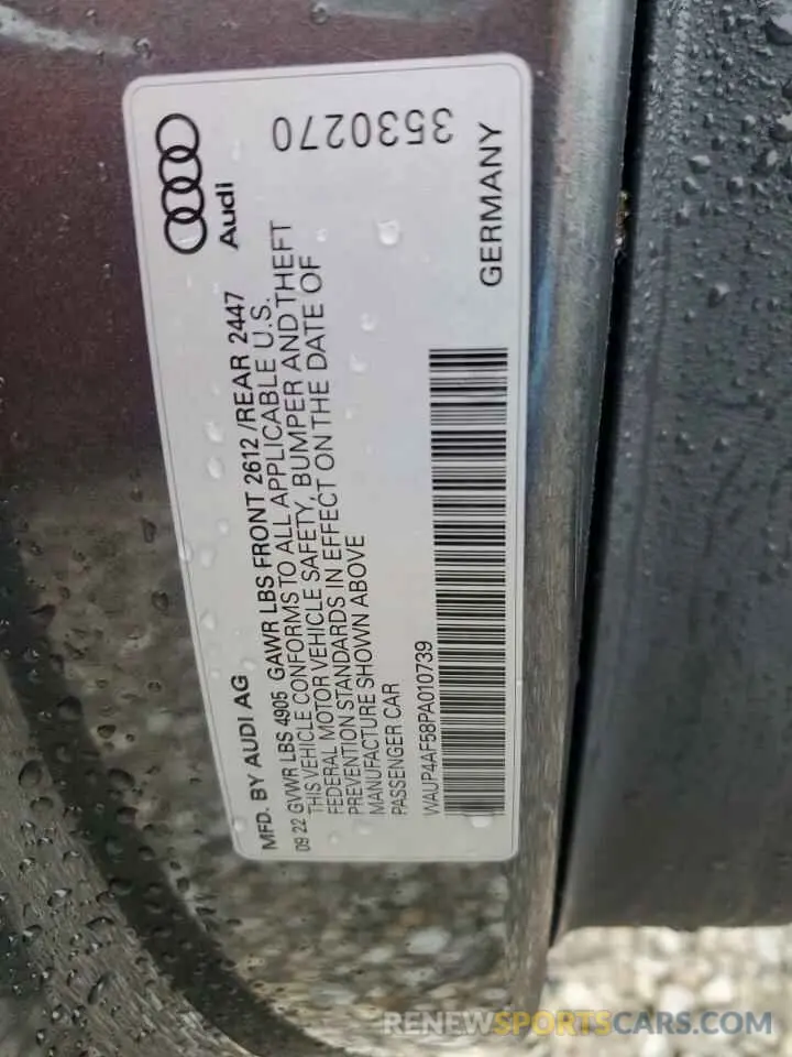 12 fotografías del automóvil dañado WAUP4AF58PA010739 AUDI S5/RS5 2023