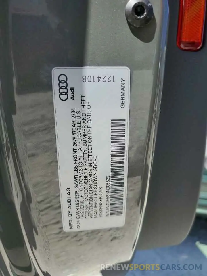 12 fotografías del automóvil dañado WAUW4GF58RN006622 AUDI S5/RS5 2024