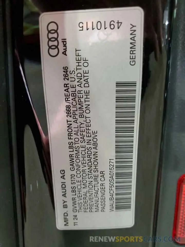 12 fotografías del automóvil dañado WAUB4CF50SA015271 AUDI S5/RS5 2025