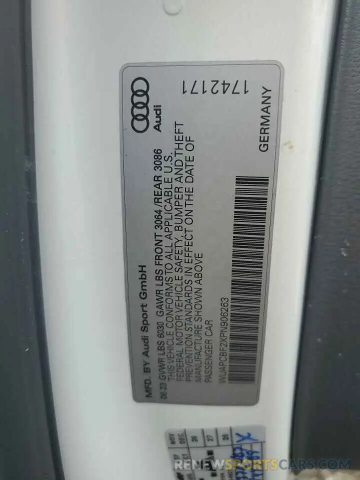 12 fotografías del automóvil dañado WUAPCBF2XPN906263 AUDI S7/RS7 2023