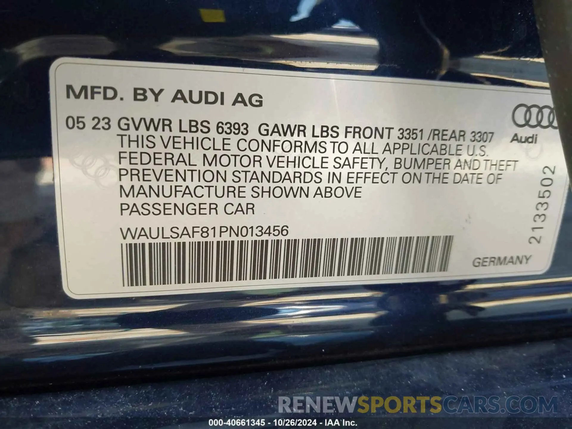 9 fotografías del automóvil dañado WAULSAF81PN013456 AUDI S8 2023