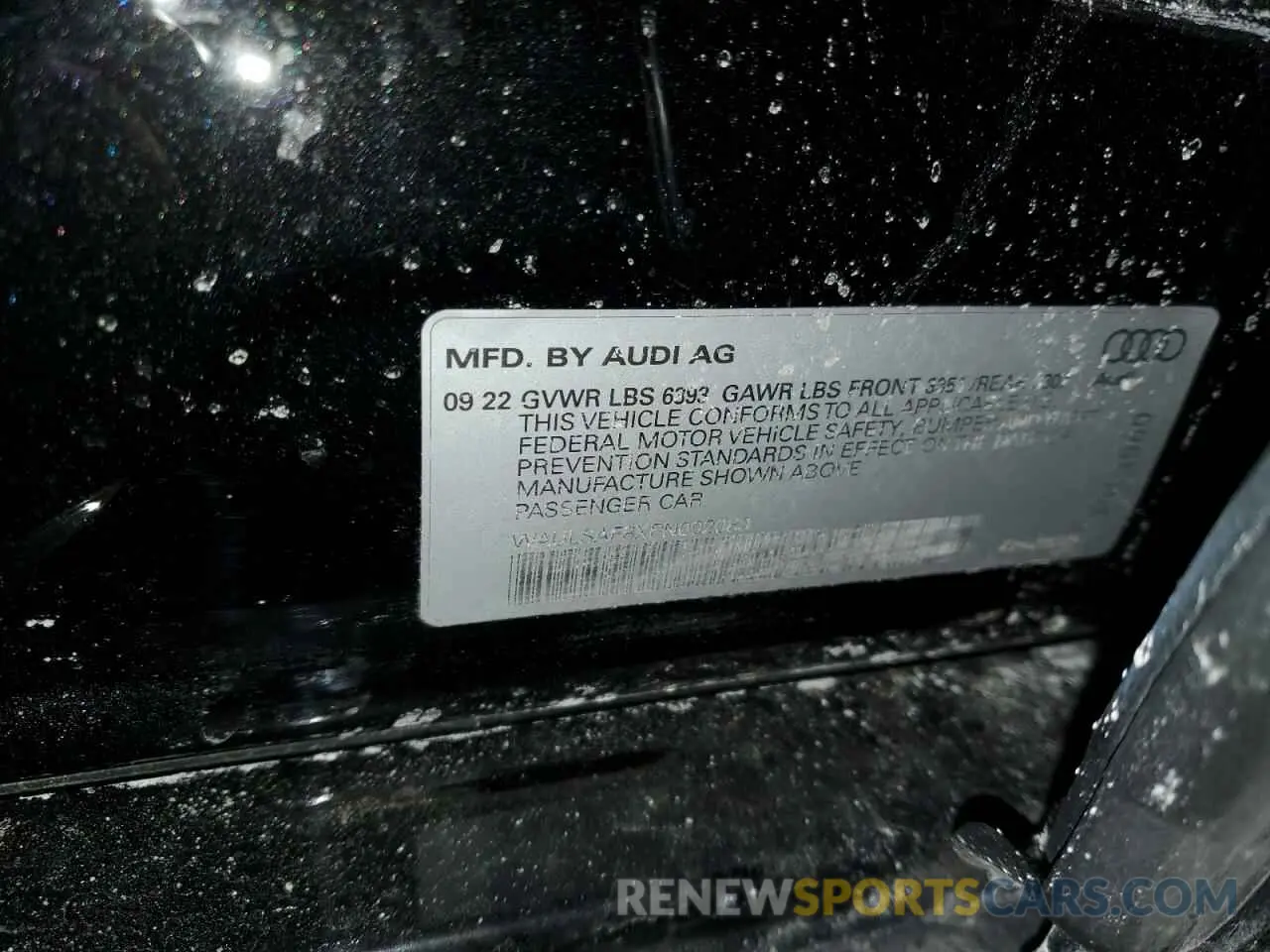 12 fotografías del automóvil dañado WAULSAF8XPN002083 AUDI S8 2023