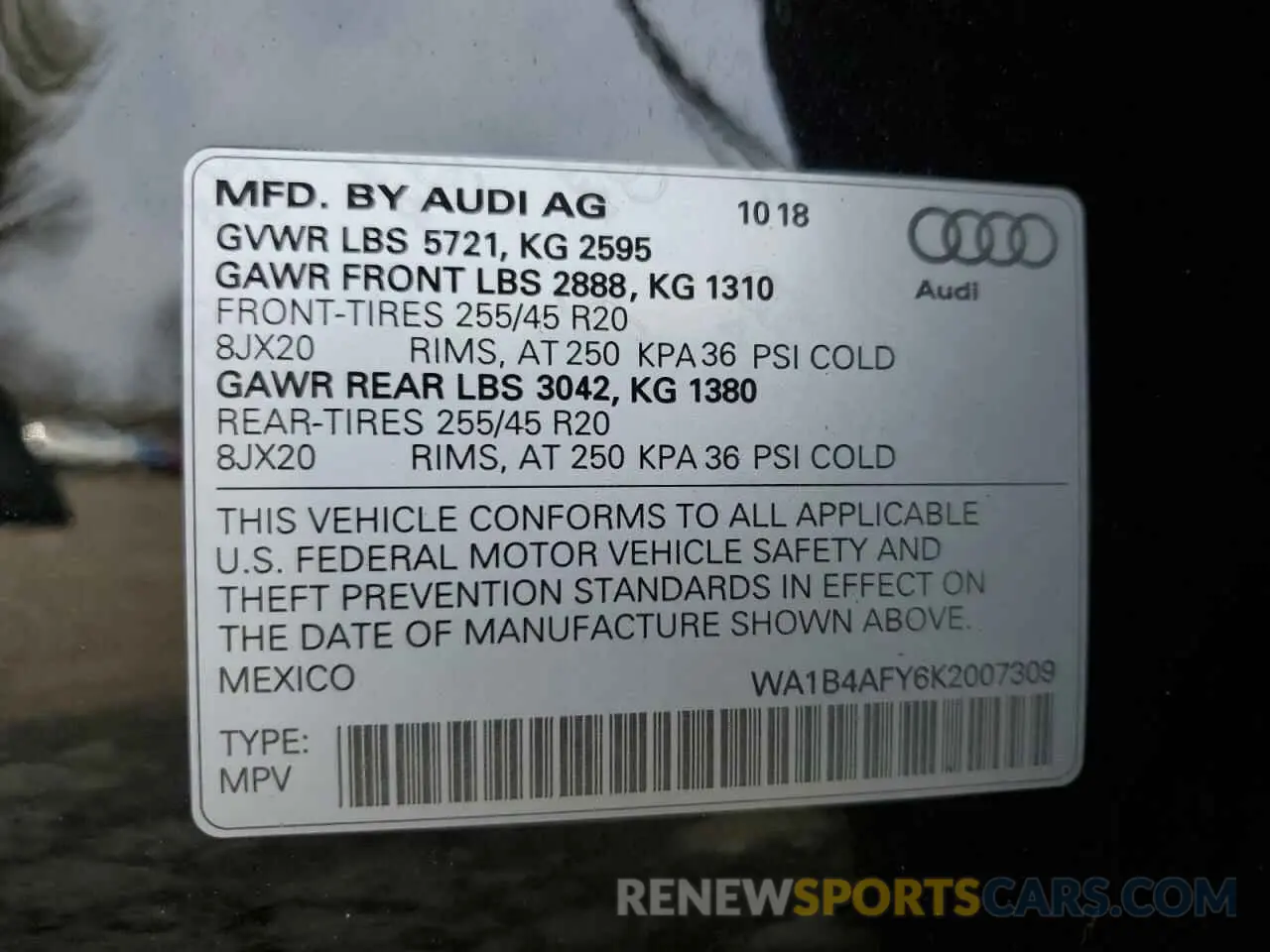 13 fotografías del automóvil dañado WA1B4AFY6K2007309 AUDI SQ5 2019