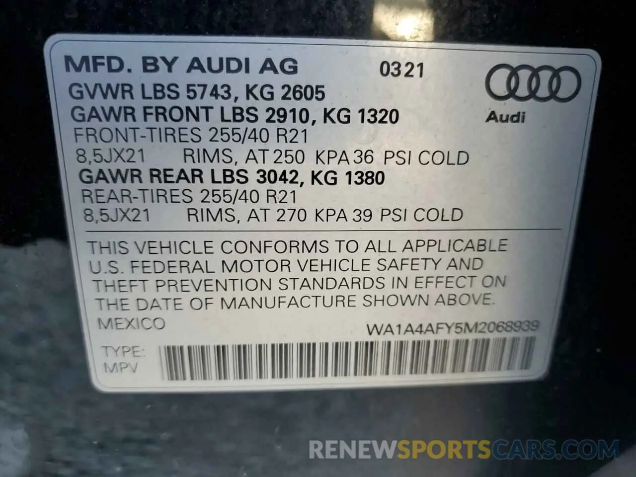 13 fotografías del automóvil dañado WA1A4AFY5M2068939 AUDI SQ5 2021