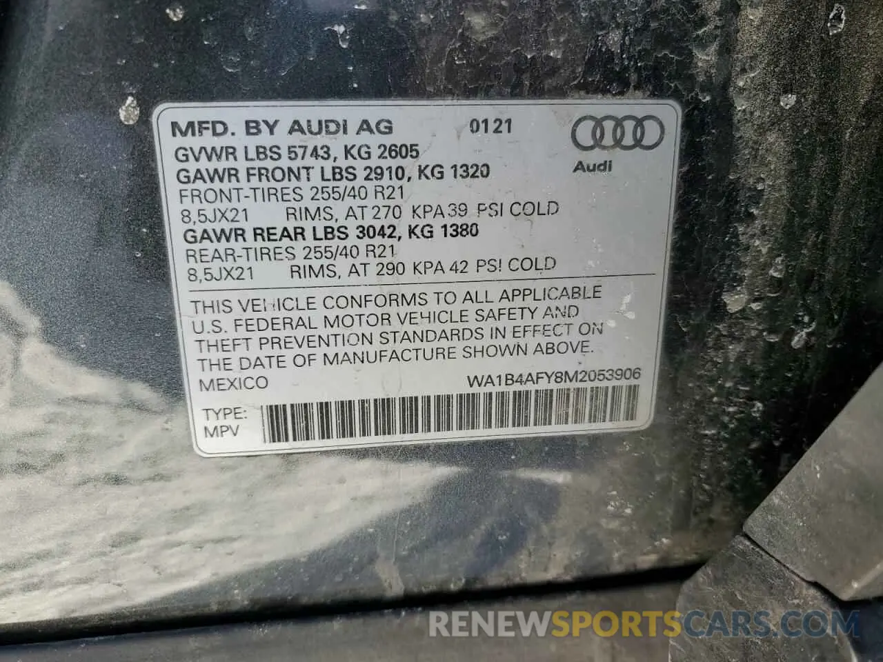14 fotografías del automóvil dañado WA1B4AFY8M2053906 AUDI SQ5 2021