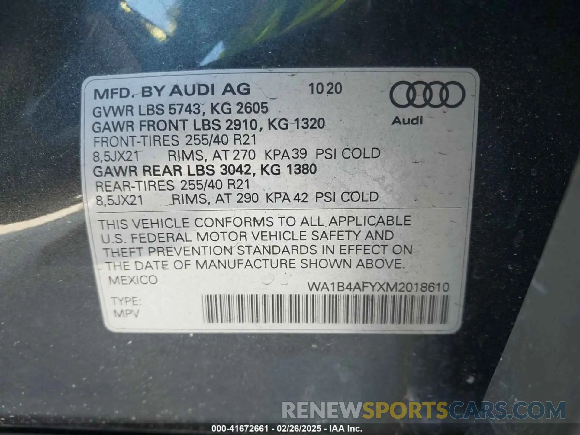 9 fotografías del automóvil dañado WA1B4AFYXM2018610 AUDI SQ5 2021