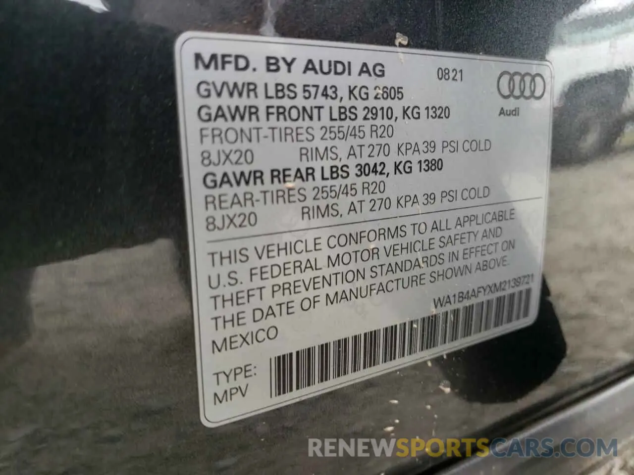 13 fotografías del automóvil dañado WA1B4AFYXM2139721 AUDI SQ5 2021