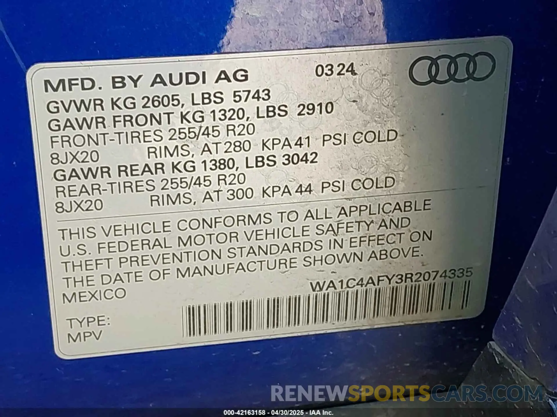 9 fotografías del automóvil dañado WA1C4AFY3R2074335 AUDI SQ5 2024