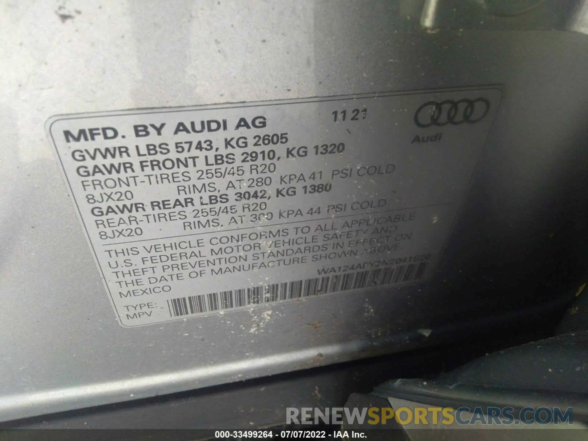 9 fotografías del automóvil dañado WA124AFY2N2041820 AUDI SQ5 SPORTBACK 2022