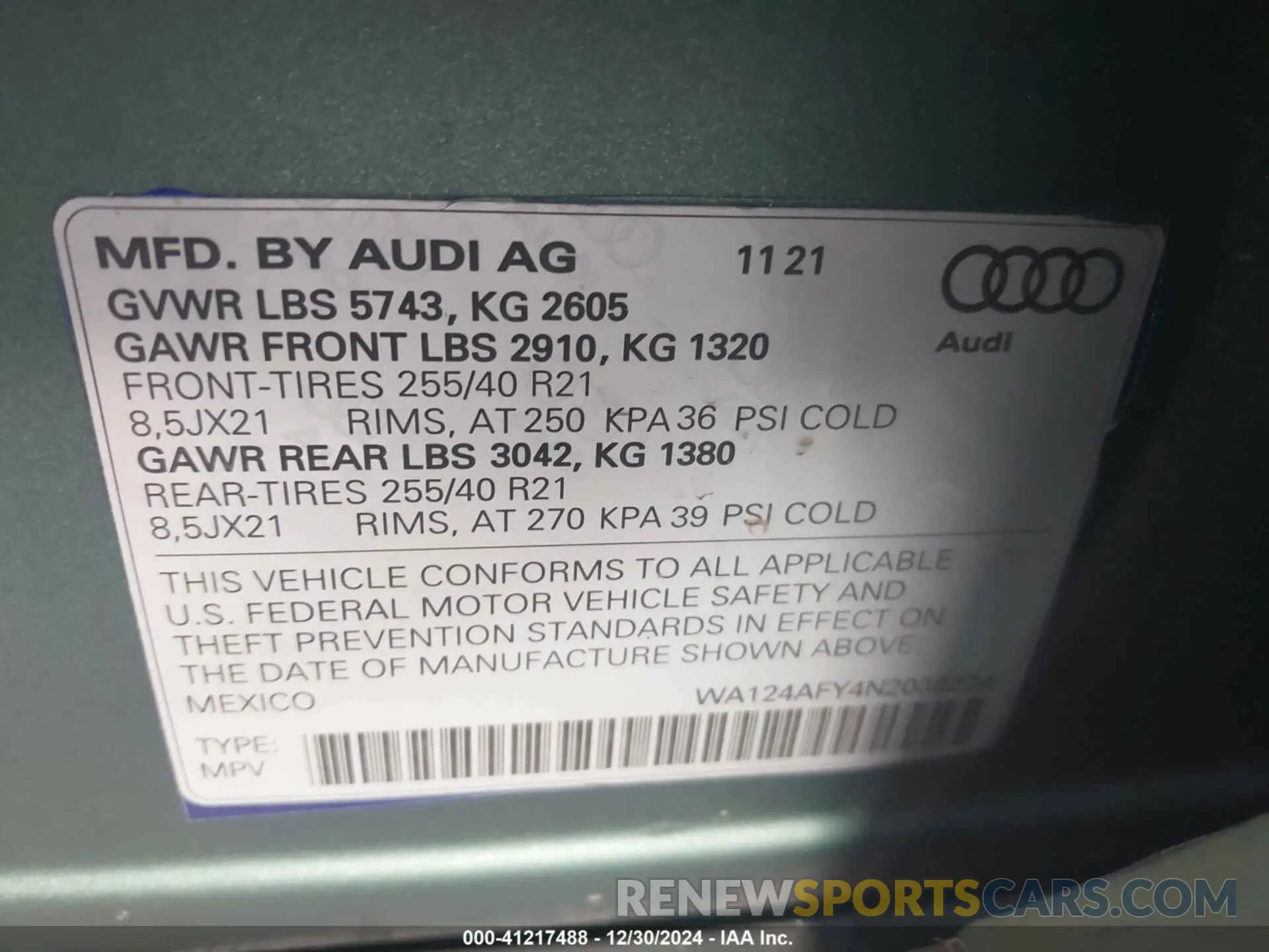 9 fotografías del automóvil dañado WA124AFY4N2038224 AUDI SQ5 SPORTBACK 2022
