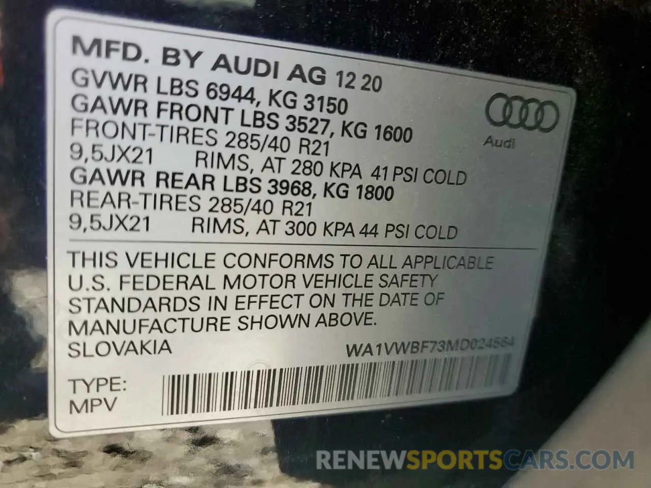 13 fotografías del automóvil dañado WA1VWBF73MD024564 AUDI SQ7 2021