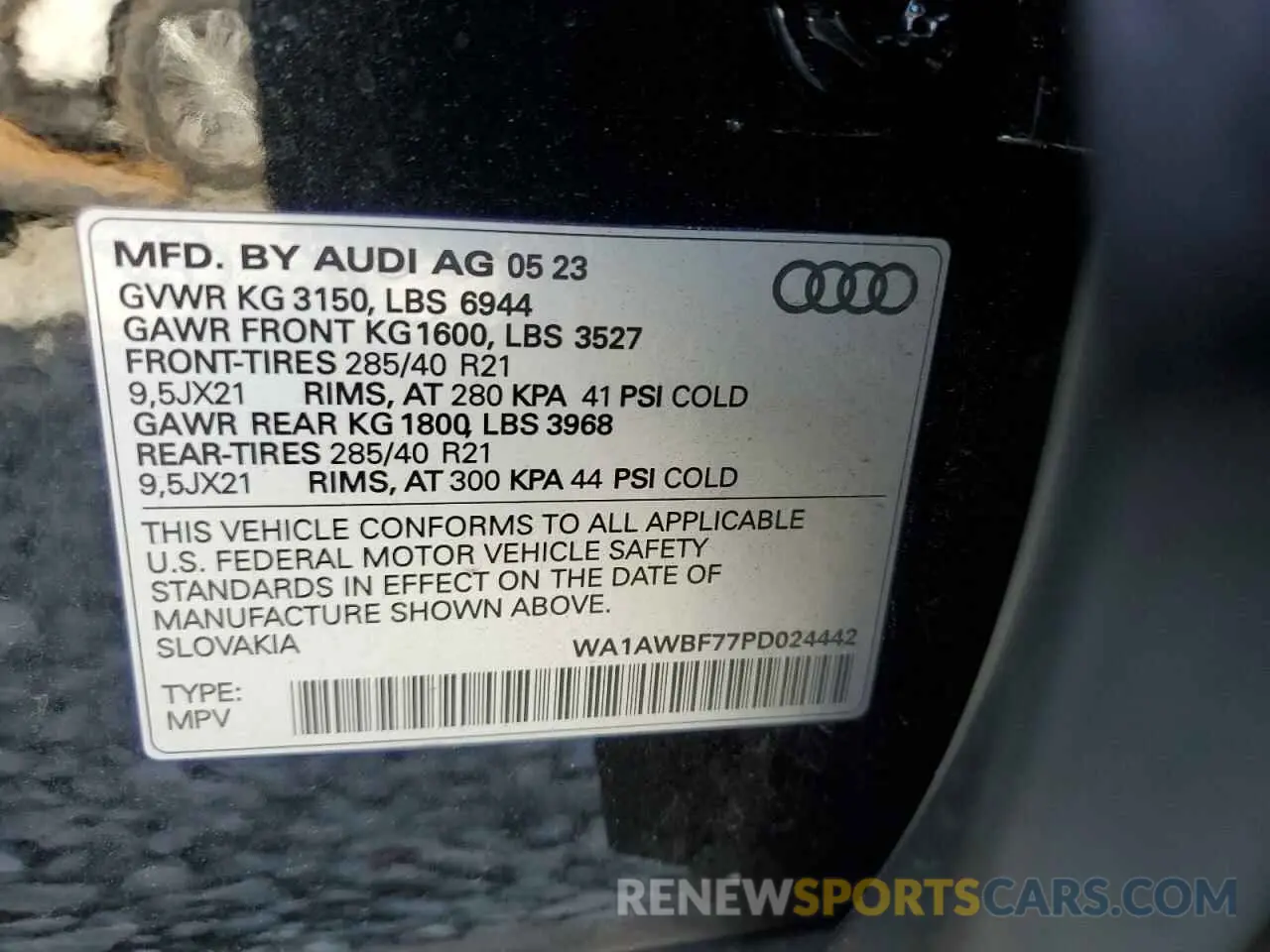 13 fotografías del automóvil dañado WA1AWBF77PD024442 AUDI SQ7 2023