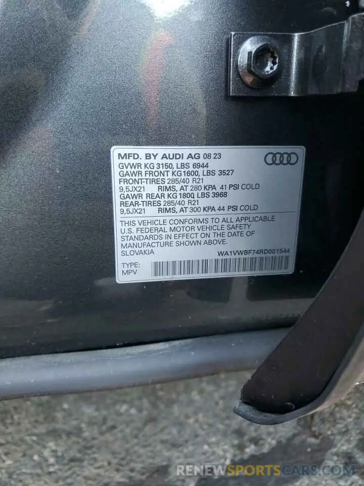 13 fotografías del automóvil dañado WA1VWBF74RD001544 AUDI SQ7 2024