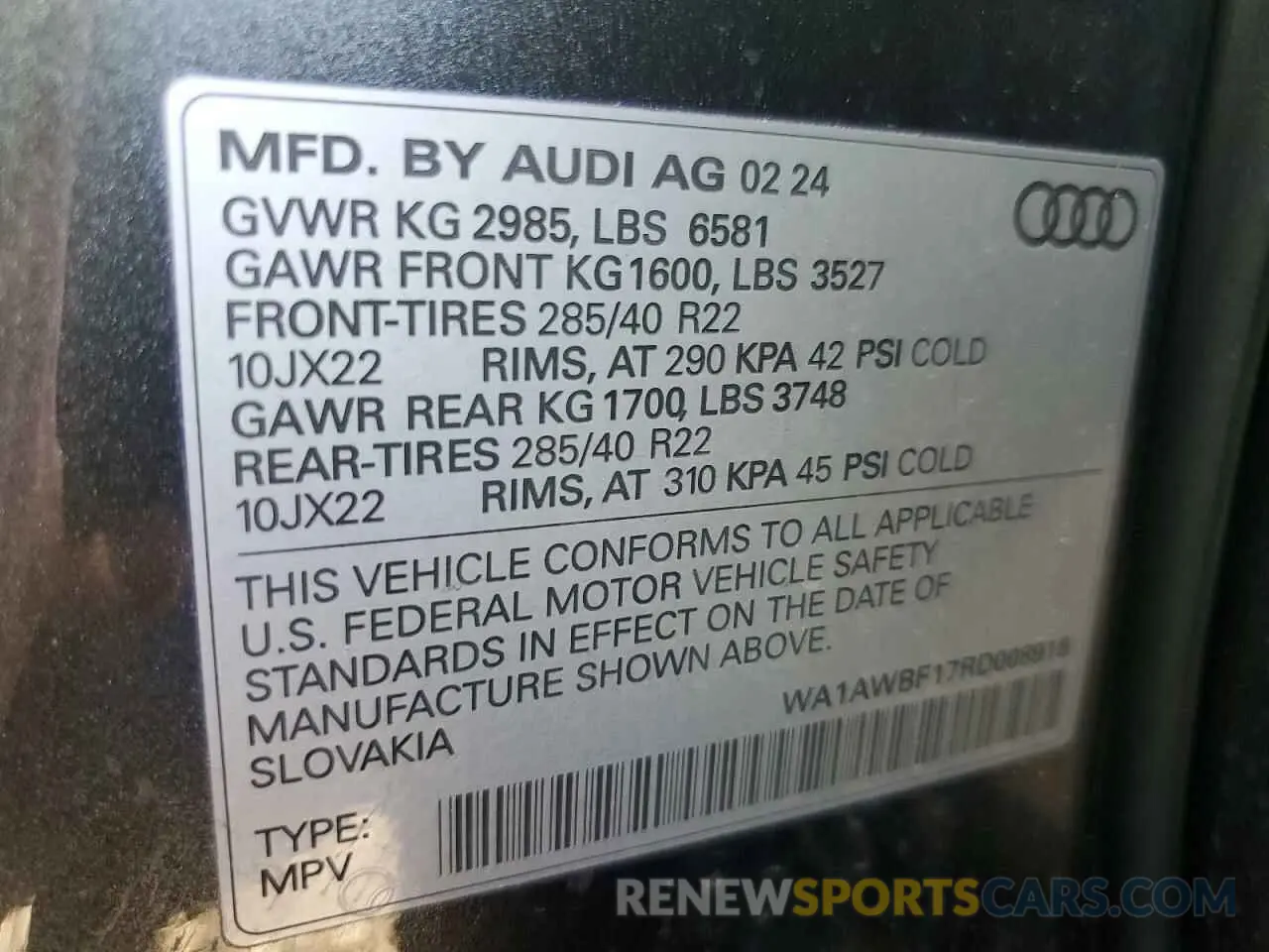 13 fotografías del automóvil dañado WA1AWBF17RD008918 AUDI SQ8 2024