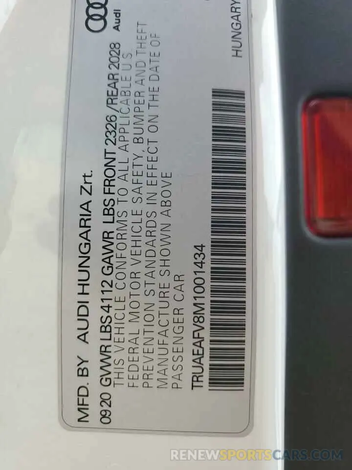 12 fotografías del automóvil dañado TRUAEAFV8M1001434 AUDI TT 2021