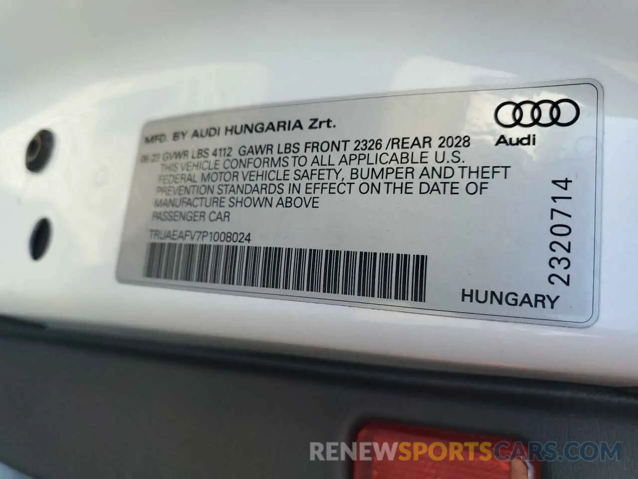 12 fotografías del automóvil dañado TRUAEAFV7P1008024 AUDI TT 2023