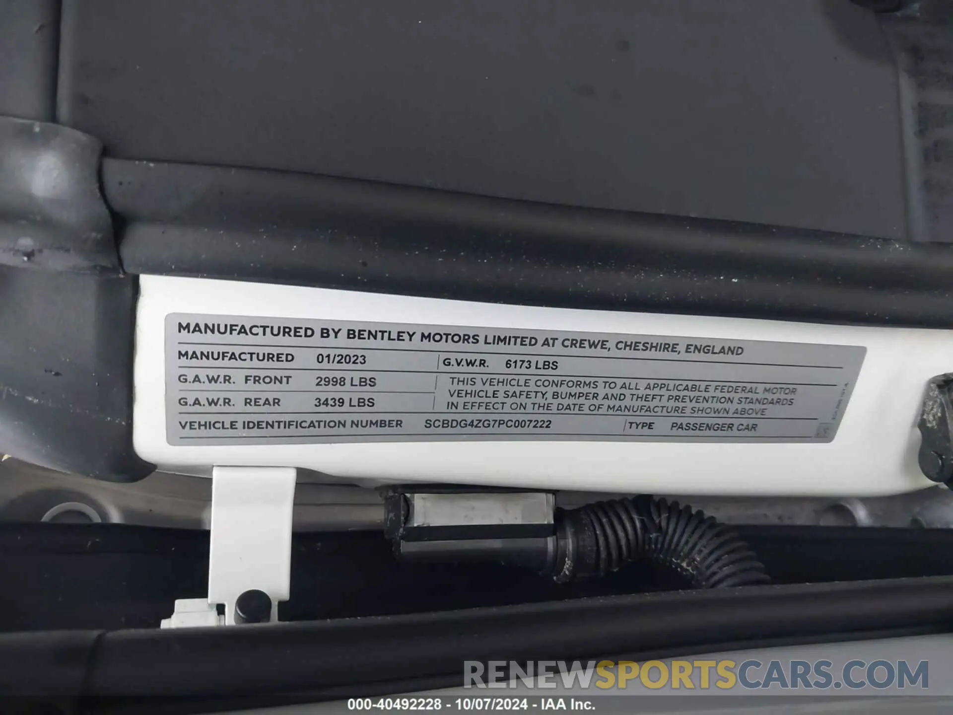 9 fotografías del automóvil dañado SCBDG4ZG7PC007222 BENTLEY CONTINENTAL GT 2023