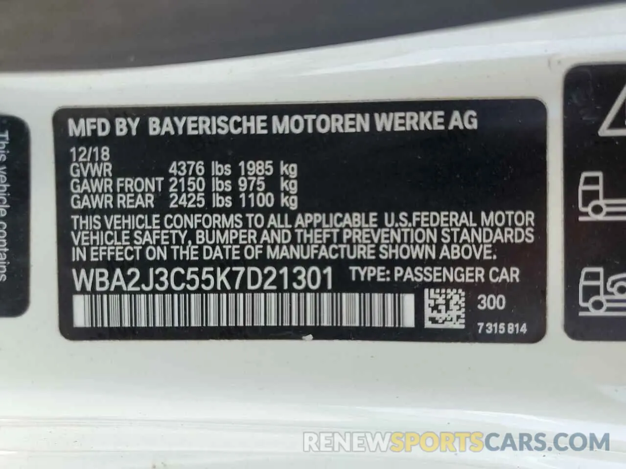 14 fotografías del automóvil dañado WBA2J3C55K7D21301 BMW 2 SERIES 2019