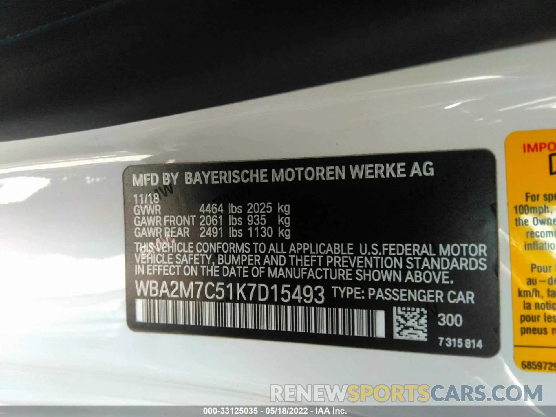 9 fotografías del automóvil dañado WBA2M7C51K7D15493 BMW 2 SERIES 2019