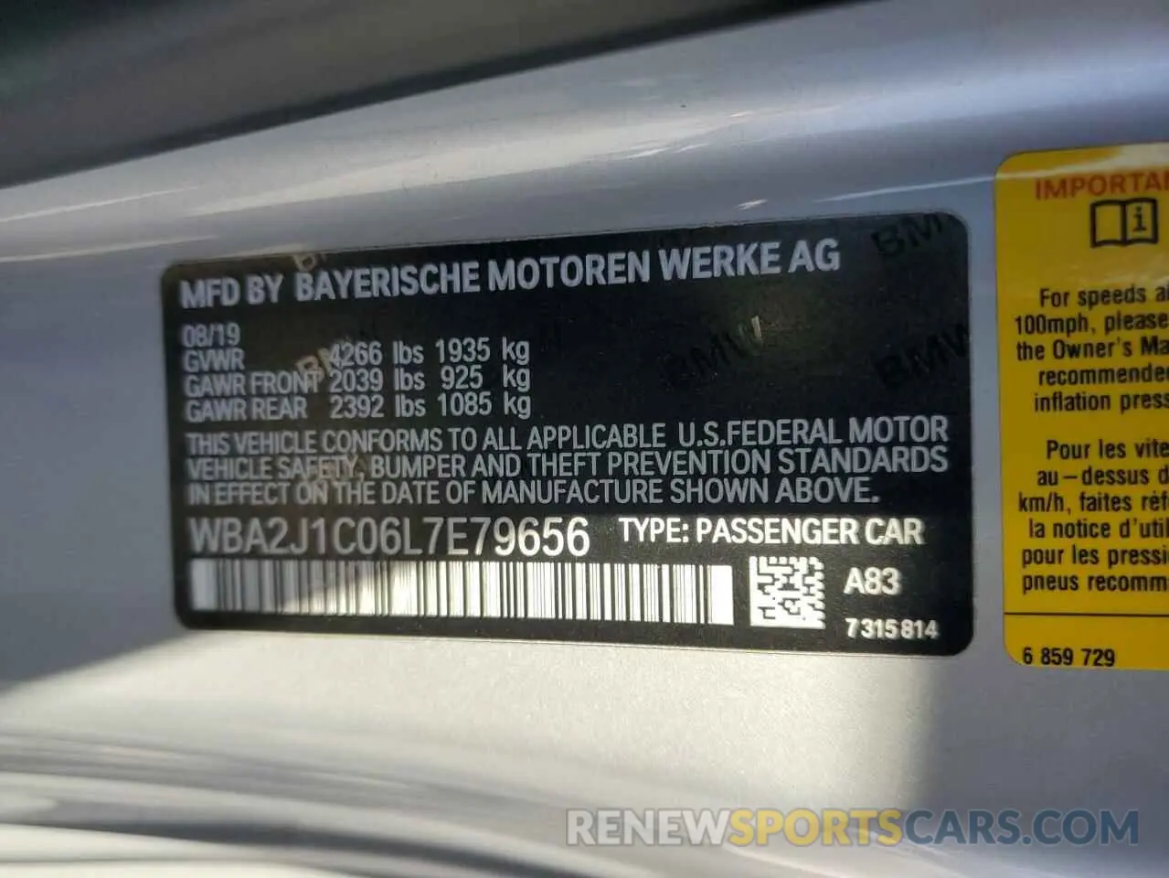 12 fotografías del automóvil dañado WBA2J1C06L7E79656 BMW 2 SERIES 2020