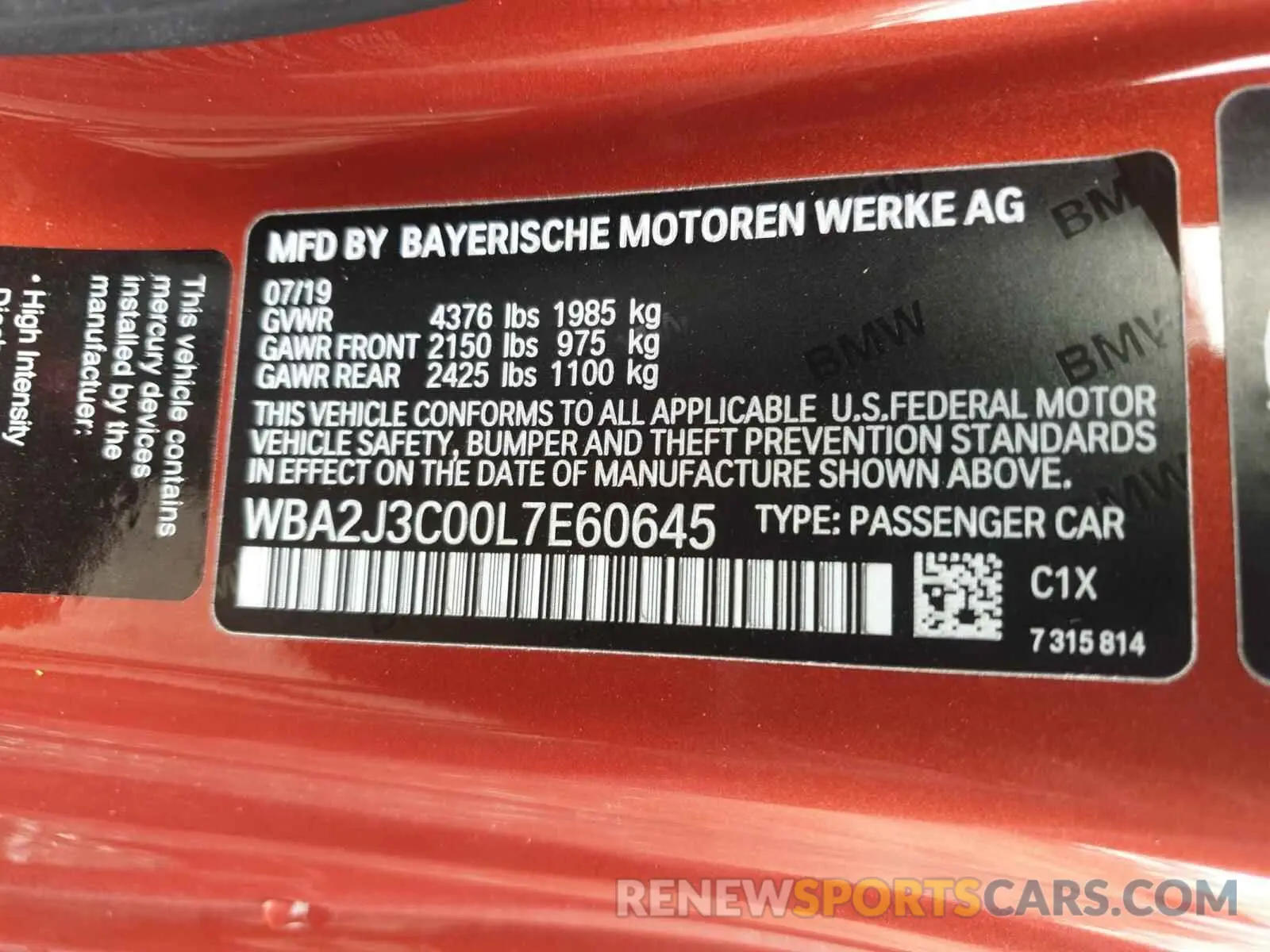 10 fotografías del automóvil dañado WBA2J3C00L7E60645 BMW 2 SERIES 2020
