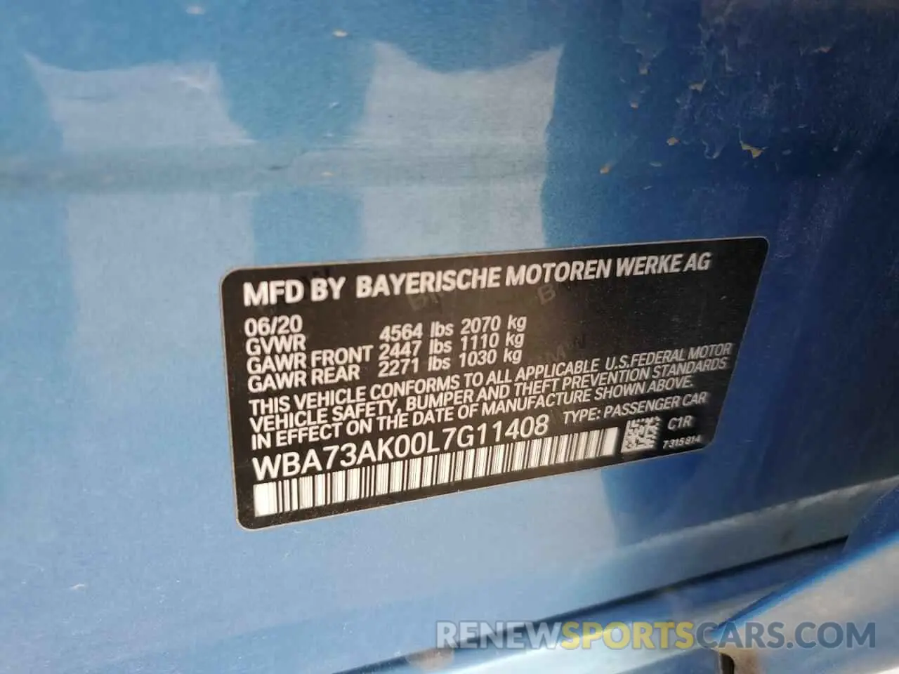 12 fotografías del automóvil dañado WBA73AK00L7G11408 BMW 2 SERIES 2020