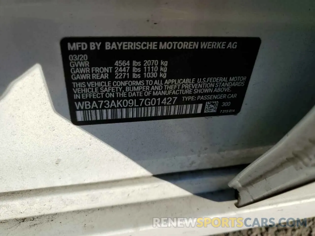 12 fotografías del automóvil dañado WBA73AK09L7G01427 BMW 2 SERIES 2020