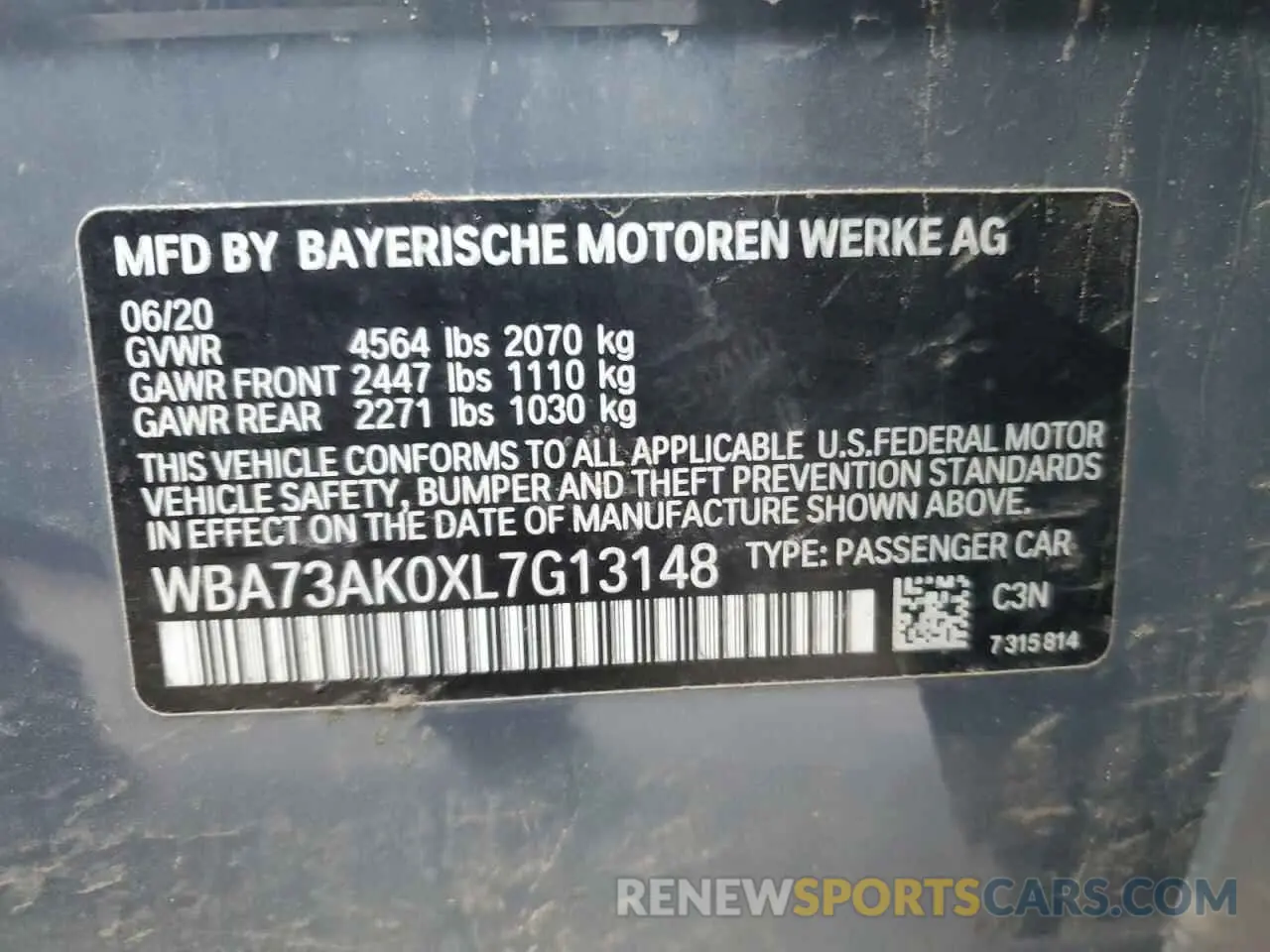 12 fotografías del automóvil dañado WBA73AK0XL7G13148 BMW 2 SERIES 2020